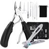 NAILAO Tagliaunghie Set Professionale, set manicure professionale,Tronchesino Per Piedi Affilate Per Unghie Spesse Incarnite Micosi, In Acciaio Inossidabile, manicure pedicure Per Uomo Donna-Nero