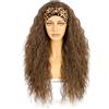Sapphirewigs Parrucca a fascia riccia marrone dorato parrucca sintetica sciolta onda d'acqua parrucche per le donne senza colla densità 150% 26 pollici