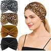 XETHI 4 Pack Bandane a Nodo per Capelli da Donna | Fabric Morbido e Elasticizzato Nero Marrone Leopardato | Fascia Ampia Versatile per Viaggi Beach Festival Moda