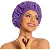 Edoneery Cuffia da doccia riutilizzabile da donna, grande, impermeabile, lavabile, con fascia elastica, per capelli lunghi, trecce (lavanda)