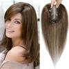 SEA SINGING Topper di capelli veri per donne con capelli diradati - Topper Remy, con clip, 100% umani, castano cenere scuro (25,4 cm, HL-6#)