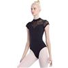 Daydance Body da danza nero con collo alto e nylon spandex - Nero - Small