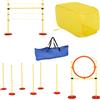 PawHut 4 pz Set Agility Dog per Addestramento Cani con Ostacoli Slalom e Tunnel, Altezza Regolabile
