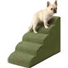 EHEYCIGA Scaletta per Cani 5 Gradini Altezza 57 cm, Scala Cane Piccoli e Gatti in Spugna per Salire su Letti Alti, Antiscivolo Rampa per Cani con Rivestimento Rimovibile e Lavabile, Verde Oliva