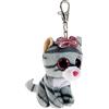 TY - Anello porta chiavi di Peluche - Beanie Boos Clips - Gatto - Kiki - Grigio - Occhioni e fiocchetto rosa glitter - Il peluche con gli occhi grandi scintillanti - 12 Cm - 35243