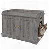 Garvee Mobile copri lettiera per gatti con porta stile fienile - Design moderno in legno, antigraffio, protezione da cani, ampio spazio, adatto alla maggior parte delle cassette - Grigio