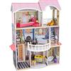 KidKraft Casa delle Bambole in Legno Magnolia Mansion con Accessori e Mobili, Casa a 3 Livelli di Gioco con Ascensore per Bambole di 30 cm, Giocattolo per Bambini 3+ Anni, 65907