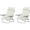 Totò Piccinni Spiaggina AVANA sedia sdraio pieghevole in Alluminio e Textilene con cusino e braccioli e schienale alto reclinabile 6 posizioni (2, Beige)