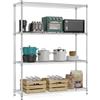 M MZG Scaffalatura Metallica a 4 Ripiani, Portata fino a 635,6 kg, Scaffale Robusto per Garage, Cantina, Magazzino, Ripostiglio, Officina, Lavanderia e Archivio, Cromato, 40×115×150,8 cm