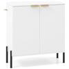 GIANTEX Credenza da cucina con 2 porte, mobile moderno con gambe metalliche rialzate, kit antiribaltamento, mobile ausiliario per soggiorno, sala da pranzo, ingresso, 70 x 37 x 78 cm, bianco