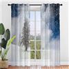 Surwin Inverno Neve Stampa Tende per Interni, Tende a Vetro con Occhielli, 2 Pezzi Tende Camera da Letto, Tende Voile Semi Trasparenti, per Camera da Letto,Cucina,Soggiorno (132x213cm,Neve)