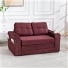 Kelodan Divano a 2 posti con portabicchieri, tasche laterali, cuscini, in velluto a coste, senza cornice, pouf doppio convertibile, grande poltrona a sacco (vinaccia)
