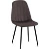 CLP Sedia da pranzo imbottita Baxter, sedia cucina in velluto con schienale e struttura in metallo nero, portata fino a 150 kg Colore:marrone