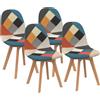 IDMarket - Set di 4 sedie da pranzo con motivo patchwork multicolore SARA