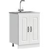 Generisch Mobile base per lavello, mobile da cucina senza piano di lavoro, mobile da cucina 60 cm, bianco, con ante e piedini regolabili, mobiletto lavandino in legno