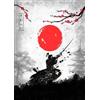 WSJIJY Stampa su Tela Poster retrò Samurai in Bianco E Nero, Poster Samurai, Decorazione da Parete, Stampa su Tela per Soggiorno, Decorazione da Parete per La Casa, Regalo, 21X30 Cm, Senza Cornice
