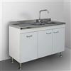 Yellowshop | Mobile cucina sottolavello a 3 ante cm 120x50 colore Bianco completo di lavello inox serie Basic (Versione Sx)