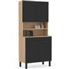IDMarket - Credenza CINA 80 CM con 4 ante e cassetto effetto faggio nero