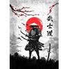 WSJIJY Stampa su Tela Poster retrò Samurai in Bianco E Nero, Poster Samurai, Decorazione da Parete, Stampa su Tela per Soggiorno, Decorazione da Parete per La Casa, Regalo, 21X30 Cm, Senza Cornice
