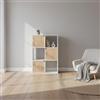 INDE MOBLEKIT | Scaffale a cubi con 6 scomparti, 58,5x29x87,5 cm, bianco con 3 ante in legno, scaffalatura modulare per soggiorno, studio o camera dei bambini.