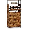 Blishom Scarpiera Industriale con 3 Ante a Ribalta, Mobile Salvaspazio con Scaffali Aperti, Scarpiera Stretta per Ingresso e Corridoio, Capacità 12-18 Paia (Retro, 3 Cassetti)