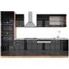 Vicco Cucina componibile R-Line, Antracite lucido/oro power oak, 300 cm con armadio alto, PL Marmo, per l'espansione personalizzata tramite moduli aggiuntivi compatibili