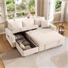 Lcoho Divano letto con funzione sleep, divano a forma di L, chaise longue con vano portaoggetti, con vano tascabile, divano letto, chaise longue intercambiabile a sinistra e destra. (beige)