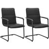 CLP Set di 2 sedie a sbalzo con braccioli Seattle, sedie da Pranzo Moderne rivestite in Similpelle, Telaio Cromato, Colore:Nero/Nero