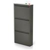 MOHOME Scarpiera Salvaspazio Slim Metallo Made in Italy 3 Ante Antracite Dimensioni 105 x 50 x 14 cm Ripiani a Ribalta Sincronizzati Porta Scarpe Assemblata Ingresso Camera