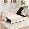 Luscriate Divano letto 3 posti con vano portaoggetti, L divano angolare con chaise longue idraulica e letto a cassetti, divano con USB-C e porta bevande, moderno divano in lino per soggiorno (beige-B