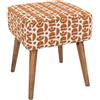 ATMOSPHERA CREATEUR D'INTERIEUR Atmosphera Interior Designer - Taburete Chiara con acento, Tela con Estampado geométrico en Blanco ámbar, Patas de Madera de hevea, cómodo, Estilo Art déco Retro.