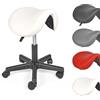 Mingone Sedia a Sella Regolabile in Altezza Sgabello per Parrucchieri con Ruote Sedia Ergonomica Girevole a 360° Sgabello a Sella in Pelle PU Adatto per Ufficio, Salone, Cucina, Bar e Tatuaggi, Bianco