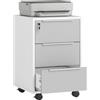 HOMCOM Schedario da Ufficio con 3 Cassetti e 4 Ruote, Cassettiera Ufficio con Serratura e 2 Chiavi per Documenti Lettera/A4, Armadietto Verticale da Studio 40x40x63.5 cm, Bianco e Grigio