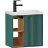 UEV Mobile Bagno con Lavabo in Resina, Mobiletto Bagno Sospeso con Unico Design e Praticità, Motivo a Righe Verticali, 50,5 x 30 x 50 cm, Verde Scuro