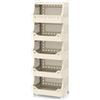 RELAX4LIFE Carrello Portaoggetti a 3/4/5/6 Livelli, Portabiancheria Impilabile con Ruote, Maniglie e Ganci, Salvaspazio in Plastica per Lavanderia, Bagno e Soggiorno, Beige (5 RIPIANI)