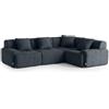 MILYsofa Divano angolare 4 posti, tessuto chenille, fodere dei cuscini removibili (Blu Grigio, 4 posti)