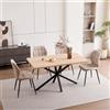 JZGORC Set da Pranzo: Tavolo Rettangolare da 140 cm con 4 Sedie Imbottite, Ideale per Sale da Pranzo, Cucine e Soggiorni — Marrone Chiaro + Kaki