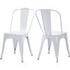 Duhome 2x Sedia da sala da pranzo in metallo ferro con schienale stile vintage impilabile design industriale 666, colore:bianco, materiale:metallo