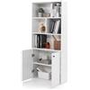 KOMFOTTEU Libreria Chiusa in Legno con 4 Cubi e 1 Armadio a 2 Ante, Mobile Multiuso con Ripiano Regolabile, Libreria Scaffale Moderna con Kit Antiribaltamento, 70 x 29,5 x 155 cm, Bianco (In 2 Pacchi)