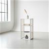 INDE MOBLEKIT | Libreria in legno con 3 scomparti, 30x30x90 cm, bianca con lati a doghe naturali, libreria verticale decorativa per camera da letto, soggiorno o ufficio