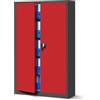 Jan Nowak Armadio da Ufficio C001 II Archivio per Officina in Metallo Verniciato a polvere Chiudibile 185 cm x 115 cm x 40 cm (Antracite-Rosso)