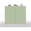 WHOUS Mobiletto Salvaspazio Portaoggetti GARDA con 2 Ante, Mobile Multiuso per Bagno, Cucina e Sala da Pranzo, 80,9x35x70 cm, Verde Salvia e Rovere Chiaro
