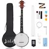 Mulucky Mini banjo a 5 corde, 66 cm, da viaggio, con corpo chiuso e solido posteriore, kit per principianti, con custodia, plettri, tracolla, B807