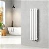 EMKE Radiatore piccolo 900 x 240 mm, ovale a pannello, attacco centrale, verticale, design, radiatore tubolare, monostrato, bianco, 266 Watt