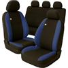 Susy Shop Coprisedili Auto Compatibili Per Focus, Set Fodere Anteriori Posteriori,Schienale Posteriore Diviso 60 e 40, Lavorazione MADE IN ITALY (Nero/Blu Scuro)