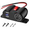 Suevut Presa accendisigari da 12 V, 120 W, con QC3.0 USB-A, con voltmetro a LED e interruttore, doppia presa USB A, splitter per auto da 12 V/24 V, per auto, camper, barca