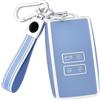 OFF WE GO Custodia Chiave Cover Chiave Guscio Chiavi per Renault Clio Dacia Espace 5 Talisman Megane Kadjar Captur Zoe Arkana Coprichiave Macchina Copri Chiavi Telecomando Auto Portachiavi,Argento Blu