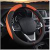 JNNJ Coprivolante Auto, Coprivolante in Pelle Microfibra, Copri Volante Antiscivolo Traspirante Durevole, Protezione Custodia Volante Auto per Maggior Parte Macchina Autocarri(Nero/Arancio)