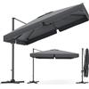 YEAUPE PRO Ombrellone 300 x 300 cm, Girevole a 360°, ombrellone da Giardino con Tende Laterali, con Protezione Solare UV50+, per Giardino e terrazza, Grigio., 2.95 x 2.95 m