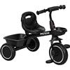 AIYAPLAY Triciclo per bambini evolutivo con sedile regolabile - pedali - 2 cesti - Cintura - per bambini dai 2 ai 5 anni - nero